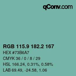 カラーコード: RGB 115.9 182.2 167 | qconv.com