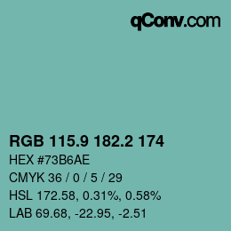 Color code: RGB 115.9 182.2 174 | qconv.com