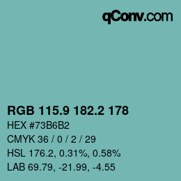 Farbcode: RGB 115.9 182.2 178 | qconv.com