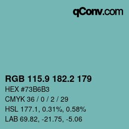 Color code: RGB 115.9 182.2 179 | qconv.com