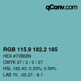 カラーコード: RGB 115.9 182.2 185 | qconv.com