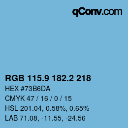 Color code: RGB 115.9 182.2 218 | qconv.com