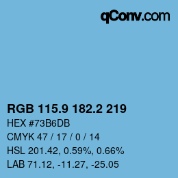 Color code: RGB 115.9 182.2 219 | qconv.com
