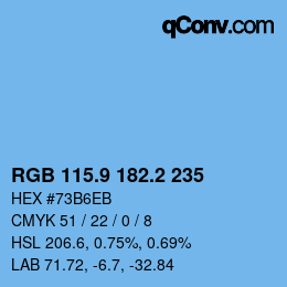 カラーコード: RGB 115.9 182.2 235 | qconv.com