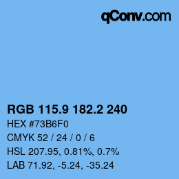 Color code: RGB 115.9 182.2 240 | qconv.com
