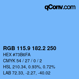 Color code: RGB 115.9 182.2 250 | qconv.com