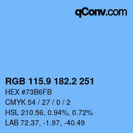 Color code: RGB 115.9 182.2 251 | qconv.com