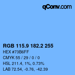 Color code: RGB 115.9 182.2 255 | qconv.com