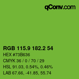 カラーコード: RGB 115.9 182.2 54 | qconv.com