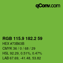 カラーコード: RGB 115.9 182.2 59 | qconv.com