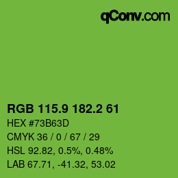カラーコード: RGB 115.9 182.2 61 | qconv.com