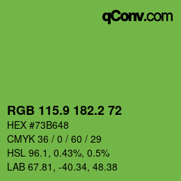カラーコード: RGB 115.9 182.2 72 | qconv.com