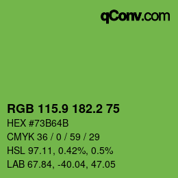 カラーコード: RGB 115.9 182.2 75 | qconv.com