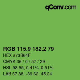カラーコード: RGB 115.9 182.2 79 | qconv.com
