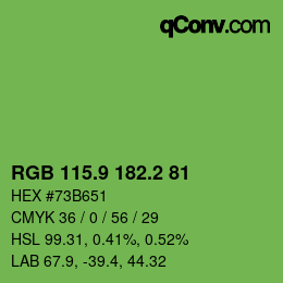 カラーコード: RGB 115.9 182.2 81 | qconv.com