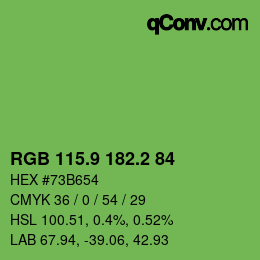 カラーコード: RGB 115.9 182.2 84 | qconv.com