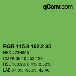 カラーコード: RGB 115.9 182.2 85 | qconv.com