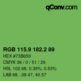 カラーコード: RGB 115.9 182.2 89 | qconv.com