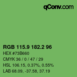 カラーコード: RGB 115.9 182.2 96 | qconv.com
