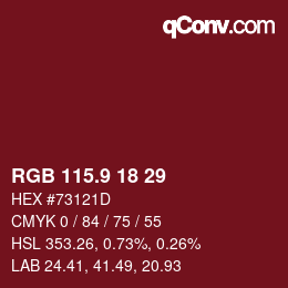 Color code: RGB 115.9 18 29 | qconv.com
