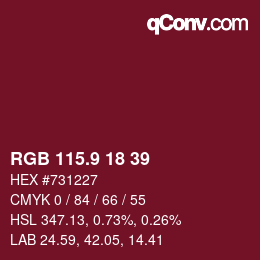 Color code: RGB 115.9 18 39 | qconv.com