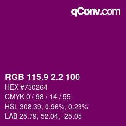 カラーコード: RGB 115.9 2.2 100 | qconv.com