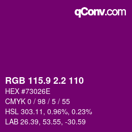 カラーコード: RGB 115.9 2.2 110 | qconv.com