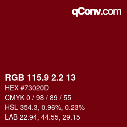 カラーコード: RGB 115.9 2.2 13 | qconv.com