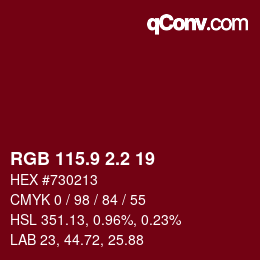 カラーコード: RGB 115.9 2.2 19 | qconv.com