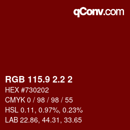 カラーコード: RGB 115.9 2.2 2 | qconv.com