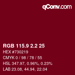 Color code: RGB 115.9 2.2 25 | qconv.com