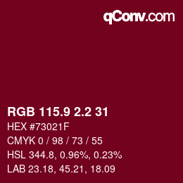 カラーコード: RGB 115.9 2.2 31 | qconv.com