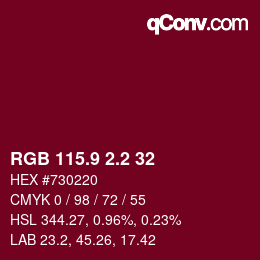 カラーコード: RGB 115.9 2.2 32 | qconv.com