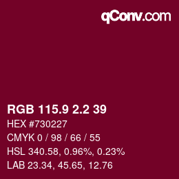 カラーコード: RGB 115.9 2.2 39 | qconv.com