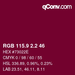カラーコード: RGB 115.9 2.2 46 | qconv.com