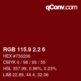 Color code: RGB 115.9 2.2 6 | qconv.com