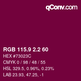 カラーコード: RGB 115.9 2.2 60 | qconv.com