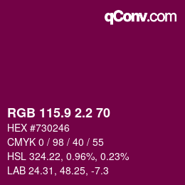 カラーコード: RGB 115.9 2.2 70 | qconv.com