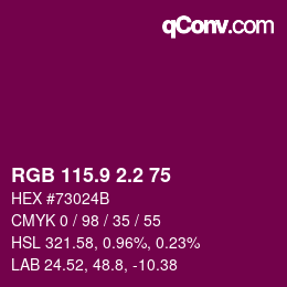 カラーコード: RGB 115.9 2.2 75 | qconv.com