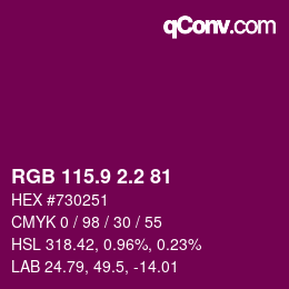 カラーコード: RGB 115.9 2.2 81 | qconv.com