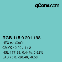 Color code: RGB 115.9 201 198 | qconv.com