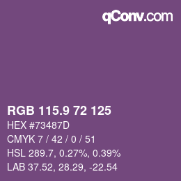 カラーコード: RGB 115.9 72 125 | qconv.com