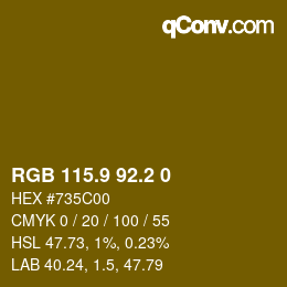 カラーコード: RGB 115.9 92.2 0 | qconv.com