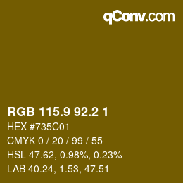 カラーコード: RGB 115.9 92.2 1 | qconv.com