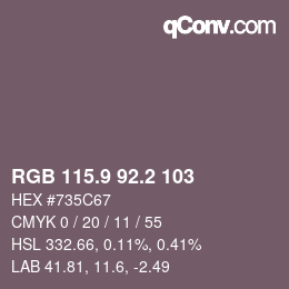 Color code: RGB 115.9 92.2 103 | qconv.com
