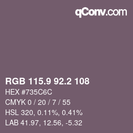 カラーコード: RGB 115.9 92.2 108 | qconv.com