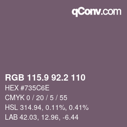 Color code: RGB 115.9 92.2 110 | qconv.com