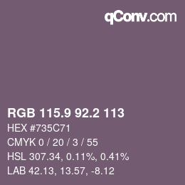 Color code: RGB 115.9 92.2 113 | qconv.com
