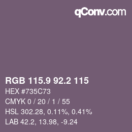 カラーコード: RGB 115.9 92.2 115 | qconv.com