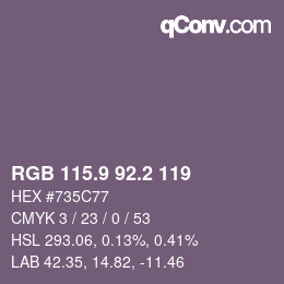 Color code: RGB 115.9 92.2 119 | qconv.com